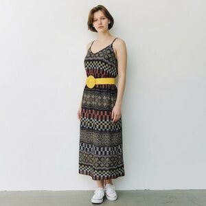 Aqua x Bloomingdales Geometric Slip Style Midi Dress Tribal Southwestern